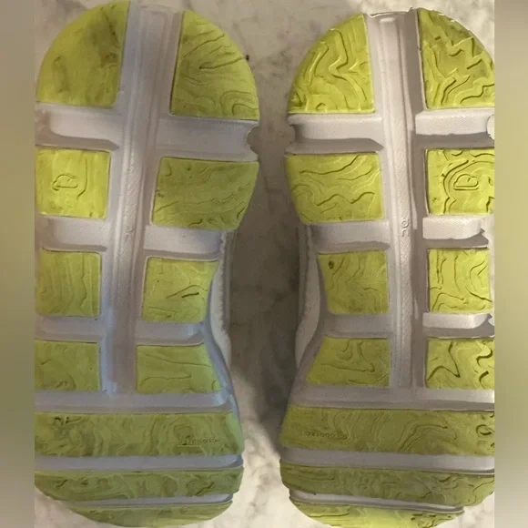 On White and Gray Athletic Sneakers with Neon Accents; W11 - Picture 4 of 5